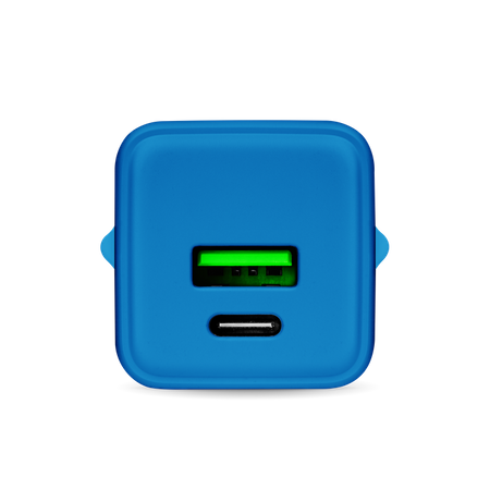 Uniwersalna ładowarka sieciowa eXc CUBE,1xUSBA QC+1xUSBC PD,25W,morski granat