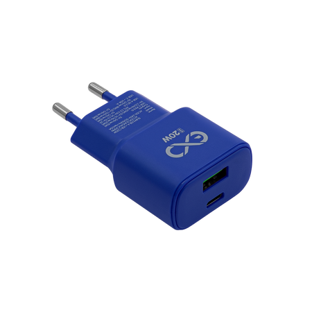 Uniwersalna ładowarka sieciowa eXc SLIM,1xUSBA QC+1xUSBC PD,20W,granatowa