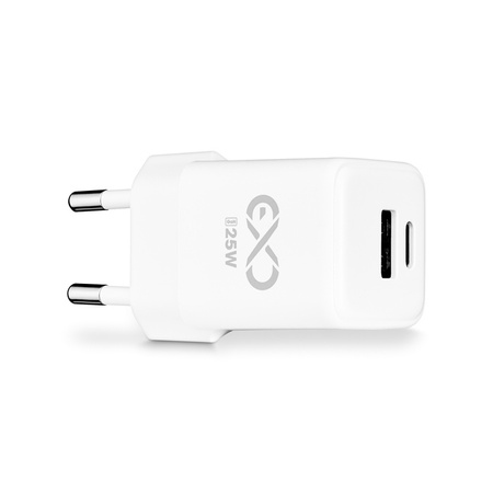 Uniwersalna ładowarka sieciowa eXc CUBE,1xUSBA QC+1xUSBC PD,25W,biała