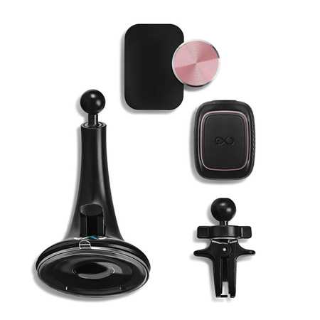 Uniwersalny magnetyczny uchwyt samochodowy na telefon komórkowy eXc TWICE,czarno-jasno różowy