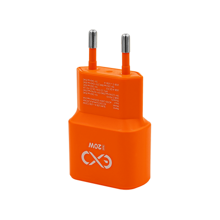 Uniwersalna ładowarka sieciowa eXc SLIM,1xUSBA QC+1xUSBC PD,20W,pomarańczowa