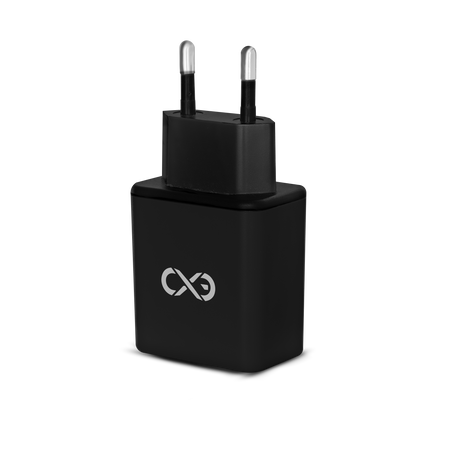 Uniwersalna ładowarka sieciowa eXc BASIC,2xUSBA QC,18W,czarna