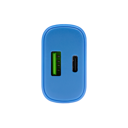 Uniwersalna ładowarka sieciowa eXc SLIM,1xUSBA QC+1xUSBC PD,20W,rozlany cyan