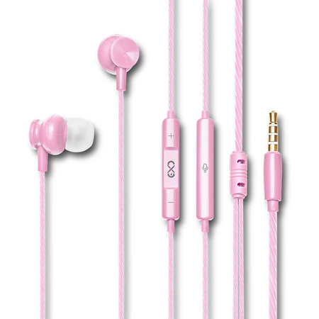 Słuchawki dokanałowe z mikrofonem eXc BASS,wtyk JACK3.5MM,jasno różowe