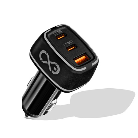 Uniwersalna ładowarka samochodowa eXc LIGHT,1xUSBA QC+2xUSBC PD,75W,czarna