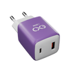 Uniwersalna szybka ładowarka sieciowa eXc CUBE,1xUSBA QC+1xUSBC PD,30W, lilowo-biała
