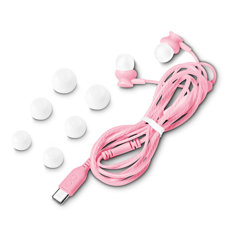 Słuchawki dokanałowe z mikrofonem eXc BASS,wtyk USBC,jasno różowe