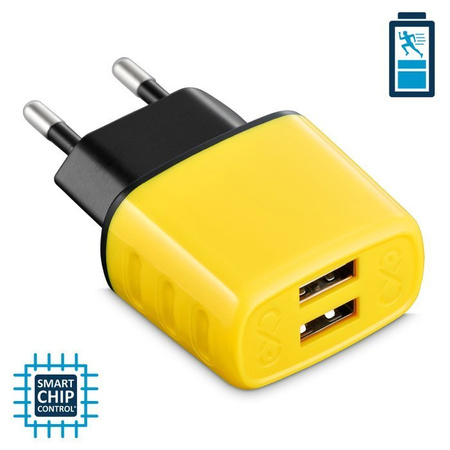 Ładowarka sieciowa eXc CUTE 2xUSB 2.4A, żółty