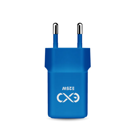 Uniwersalna ładowarka sieciowa eXc CUBE,1xUSBA QC+1xUSBC PD,25W,morski granat