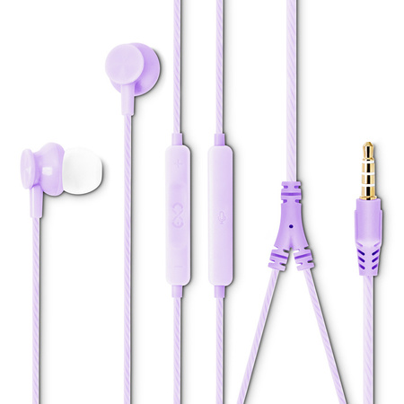 Słuchawki dokanałowe z mikrofonem eXc BASS,wtyk JACK3.5MM,liliowe