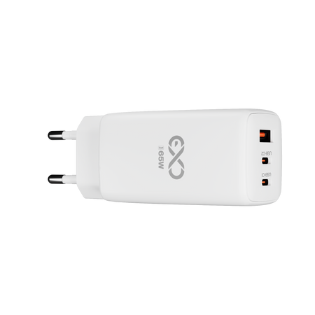 Uniwersalna ładowarka sieciowa eXc CUBE,1x USBA QC+2x USBC PD,65W, biała
