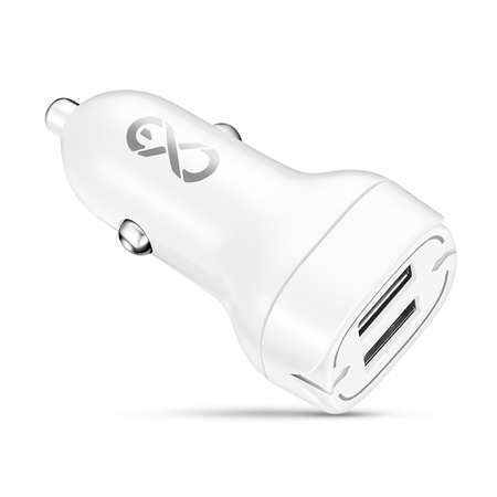 Uniwersalna ładowarka samochodowa eXc LIGHT,2xUSBA QC,45W,biała
