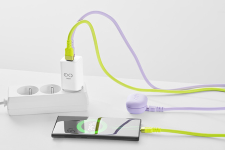 Uniwersalna ładowarka sieciowa eXc CUBE,1x USBA QC+2x USBC PD,65W, szara