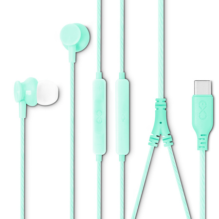 Słuchawki dokanałowe z mikrofonem eXc BASS,wtyk USBC,miętowe
