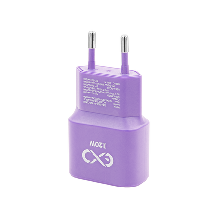 Uniwersalna ładowarka sieciowa eXc SLIM,1xUSBA QC+1xUSBC PD,20W,liliowa