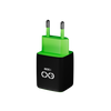 Uniwersalna szybka ładowarka sieciowa eXc CUBE,1xUSBA QC+1xUSBC PD,30W, czarno-neonowo zielona