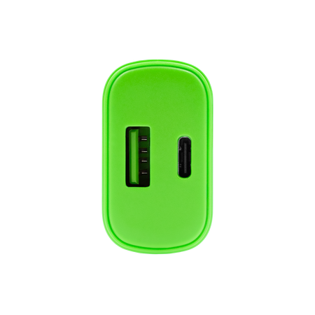 Uniwersalna ładowarka sieciowa eXc SLIM,1xUSBA QC+1xUSBC PD,20W,neonowo zielona