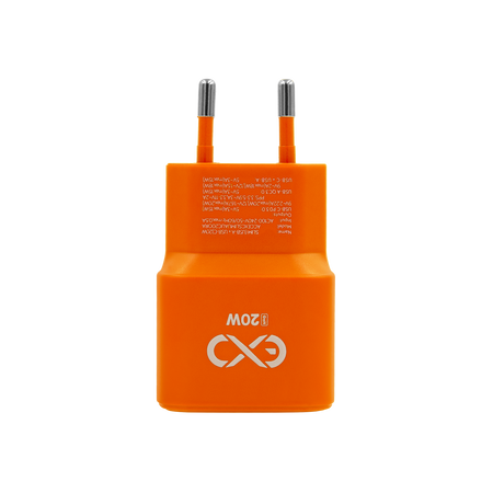 Uniwersalna ładowarka sieciowa eXc SLIM,1xUSBA QC+1xUSBC PD,20W,pomarańczowa