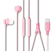 Słuchawki dokanałowe z mikrofonem eXc BASS,wtyk USBC,jasno różowe