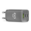 Uniwersalna ładowarka sieciowa eXc CUBE,1x USBA QC+2x USBC PD,65W, szara