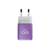 Uniwersalna szybka ładowarka sieciowa eXc CUBE,1xUSBA QC+1xUSBC PD,30W, lilowo-biała