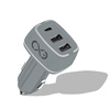 Uniwersalna ładowarka samochodowa eXc LIGHT,2xUSBA+1xUSBC PD,35W,szara
