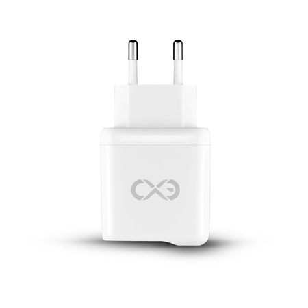 Ładowarka sieciowa eXc Light USB + USB-C, QC3.0 20W, biały