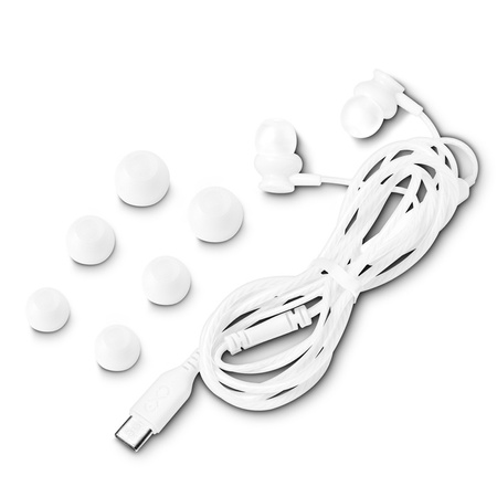 Słuchawki dokanałowe z mikrofonem eXc BASS,wtyk USBC,białe