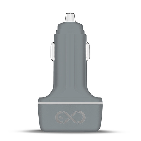 Uniwersalna ładowarka samochodowa eXc LIGHT,2xUSBA+1xUSBC PD,35W,szara