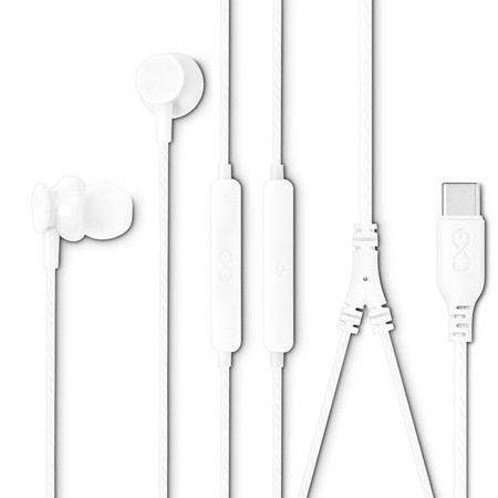 Słuchawki dokanałowe z mikrofonem eXc BASS,wtyk USBC,białe