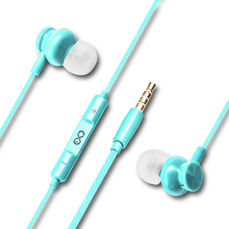 Słuchawki dokanałowe z mikrofonem eXc BASS,wtyk JACK3.5MM,jasno niebieskie