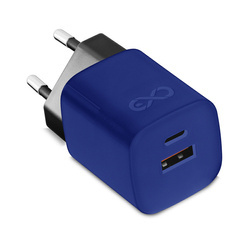Uniewersalna ładowarka sieciowa eXc CUBE,1xUSBA QC+1xUSBC PD,33W,granatowa