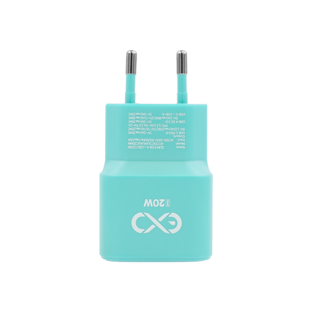 Uniwersalna ładowarka sieciowa eXc SLIM,1xUSBA QC+1xUSBC PD,20W,miętowa
