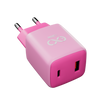 Uniwersalna szybka ładowarka sieciowa eXc CUBE,1xUSBA QC+1xUSBC PD,30W, jasno różowo-różowa