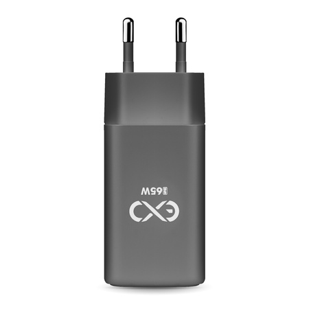 Uniwersalna ładowarka sieciowa eXc CUBE,1x USBA QC+2x USBC PD,65W, szara