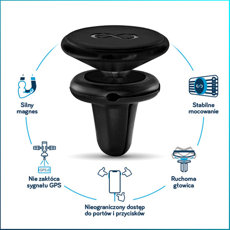 Uniwersalny magnetyczny uchwyt samochodowy na telefon komórkowy eXc HOLD, czarno-grafitowy