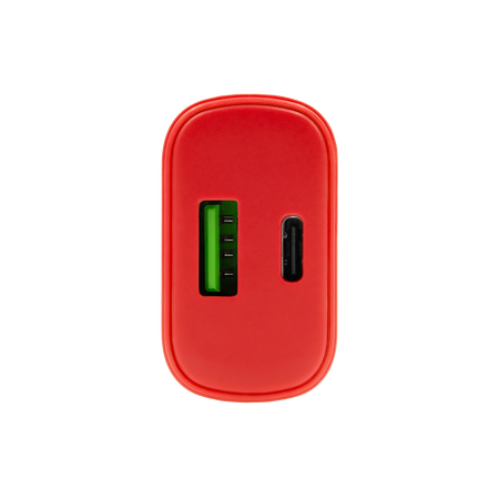 Uniwersalna ładowarka sieciowa eXc SLIM,1xUSBA QC+1xUSBC PD,20W,czerwona