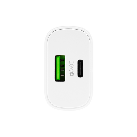 Uniwersalna ładowarka sieciowa eXc SLIM,1xUSBA QC+1xUSBC PD,20W,biała