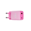 Uniwersalna szybka ładowarka sieciowa eXc CUBE,1xUSBA QC+1xUSBC PD,30W, jasno różowo-różowa