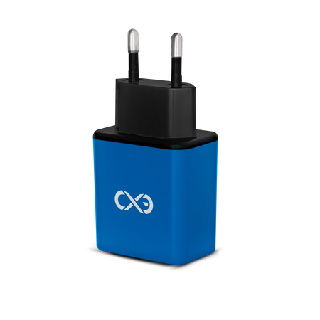 Uniwersalna ładowarka sieciowa eXc BASIC,2xUSBA QC,18W,granatowo-czarna