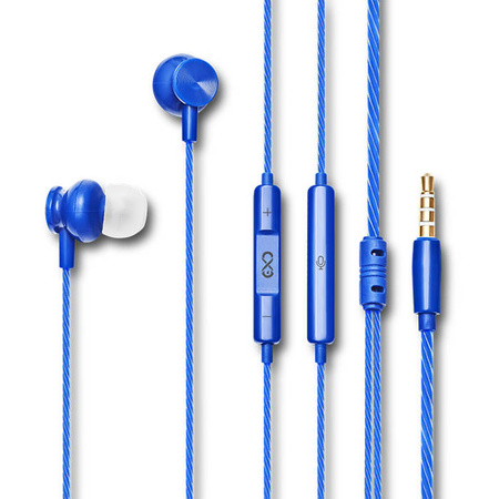 Słuchawki dokanałowe z mikrofonem eXc BASS,wtyk JACK3.5MM,granatowe