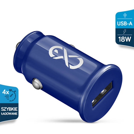 Ładowarka samochodowa eXc CUTE, 1xUSB-A QC, 18W, granatowy