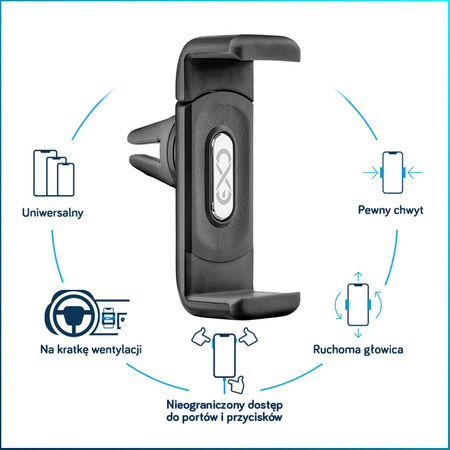 Uniwersalny uchwyt samochodowy na telefon komórkowy eXc AIR,czarny