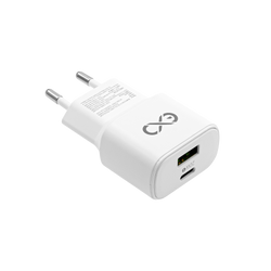 Uniwersalna ładowarka sieciowa eXc SLIM,1xUSBA QC+1xUSBC PD,20W,biała