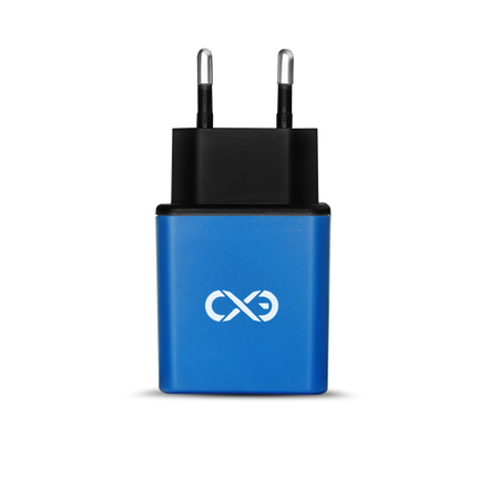 Uniwersalna ładowarka sieciowa eXc BASIC,2xUSBA QC,18W,granatowo-czarna