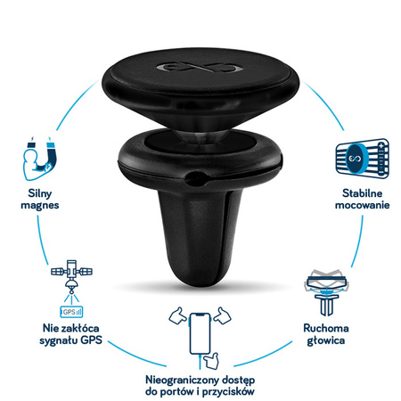 Uniwersalny magnetyczny uchwyt samochodowy na telefon komórkowy eXc HOLD, czarny