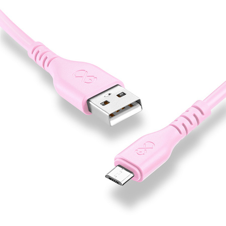 Kabel USBA-mUSB  BASIC 1.2m jasny różowy