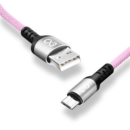 Kabel USBA-micro USB eXc BRAID 1.2m,jasno różowy