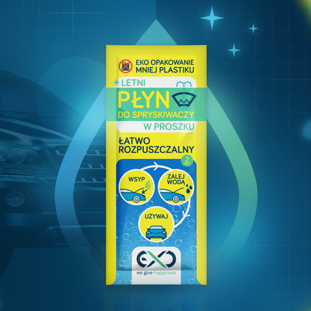 Letni płyn do spryskiwaczy w proszku eXc CLEAR, wydajność 3x 5 litrów